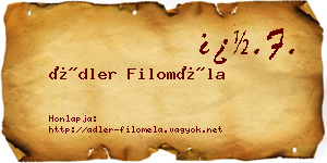 Ádler Filoméla névjegykártya